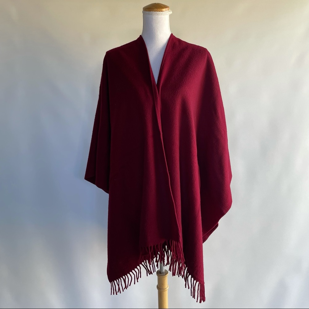 Alain Manoukian Wool Tasseled Poncho Wrap